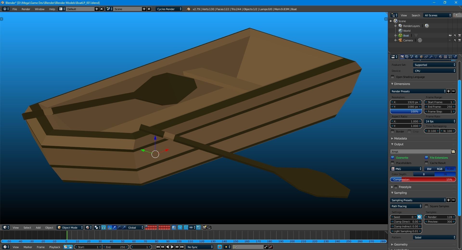 Little Row Boat Low-poly 3D model_4