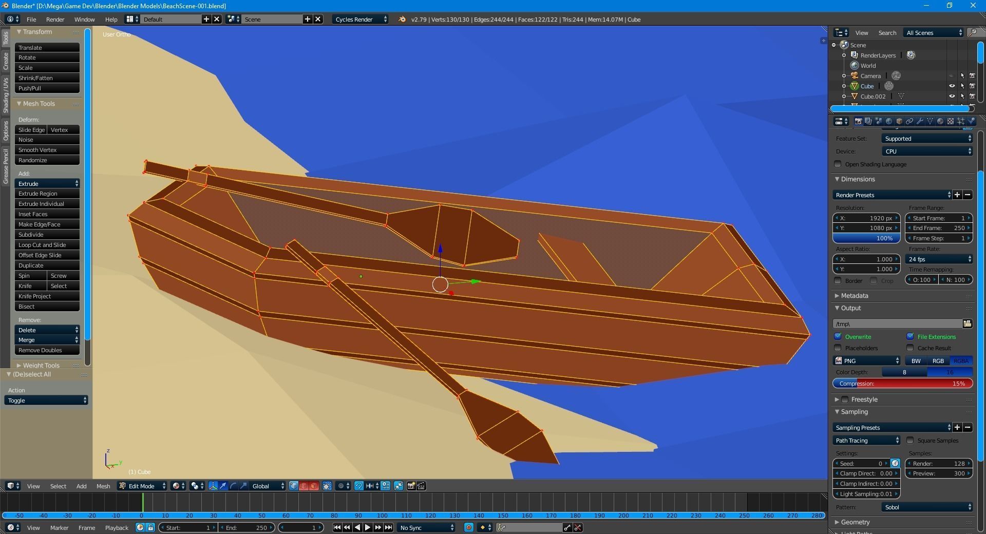 Little Row Boat Low-poly 3D model_3