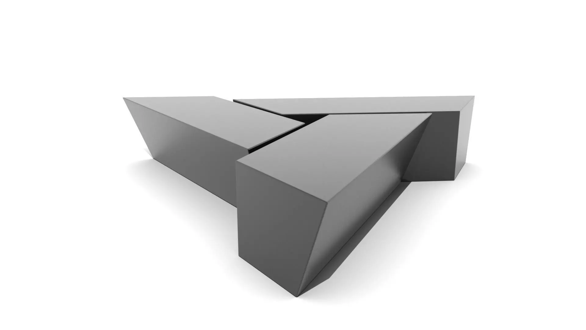 Three Piece Triangular Coffee Table  Low-poly 3D model_0