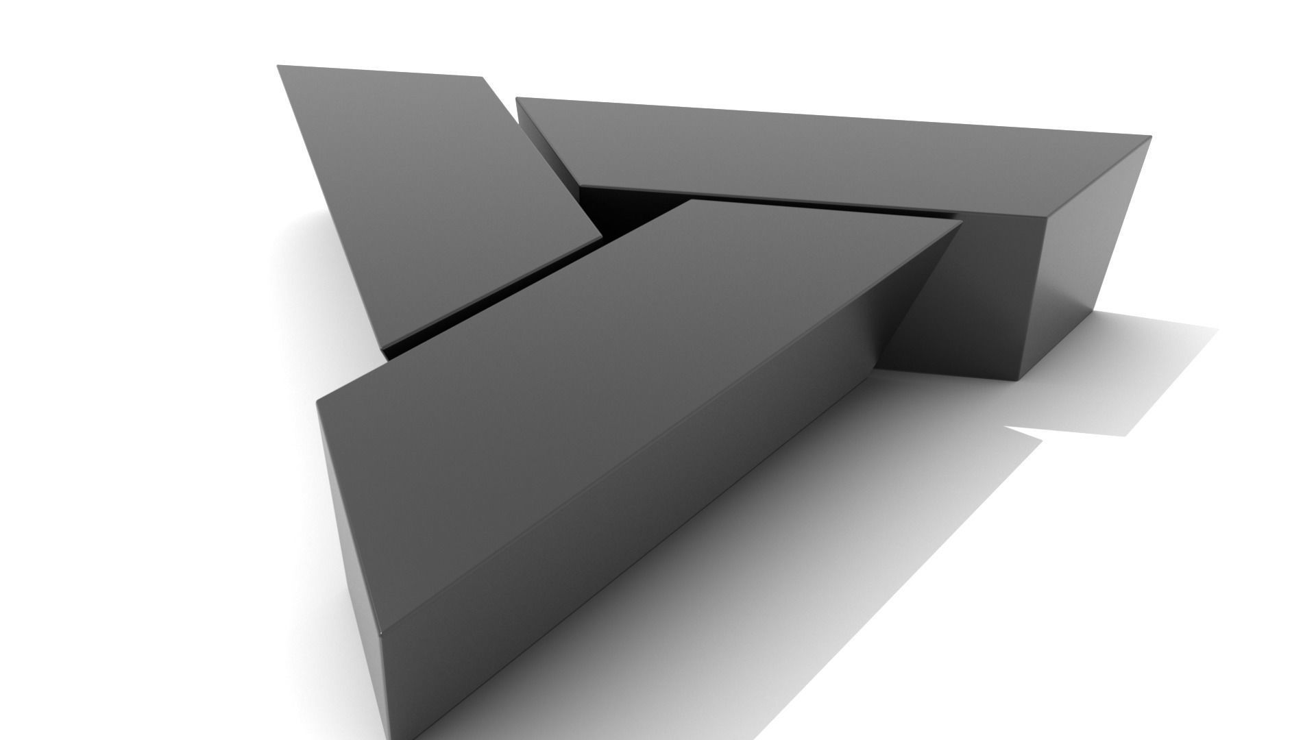 Three Piece Triangular Coffee Table  Low-poly 3D model_5