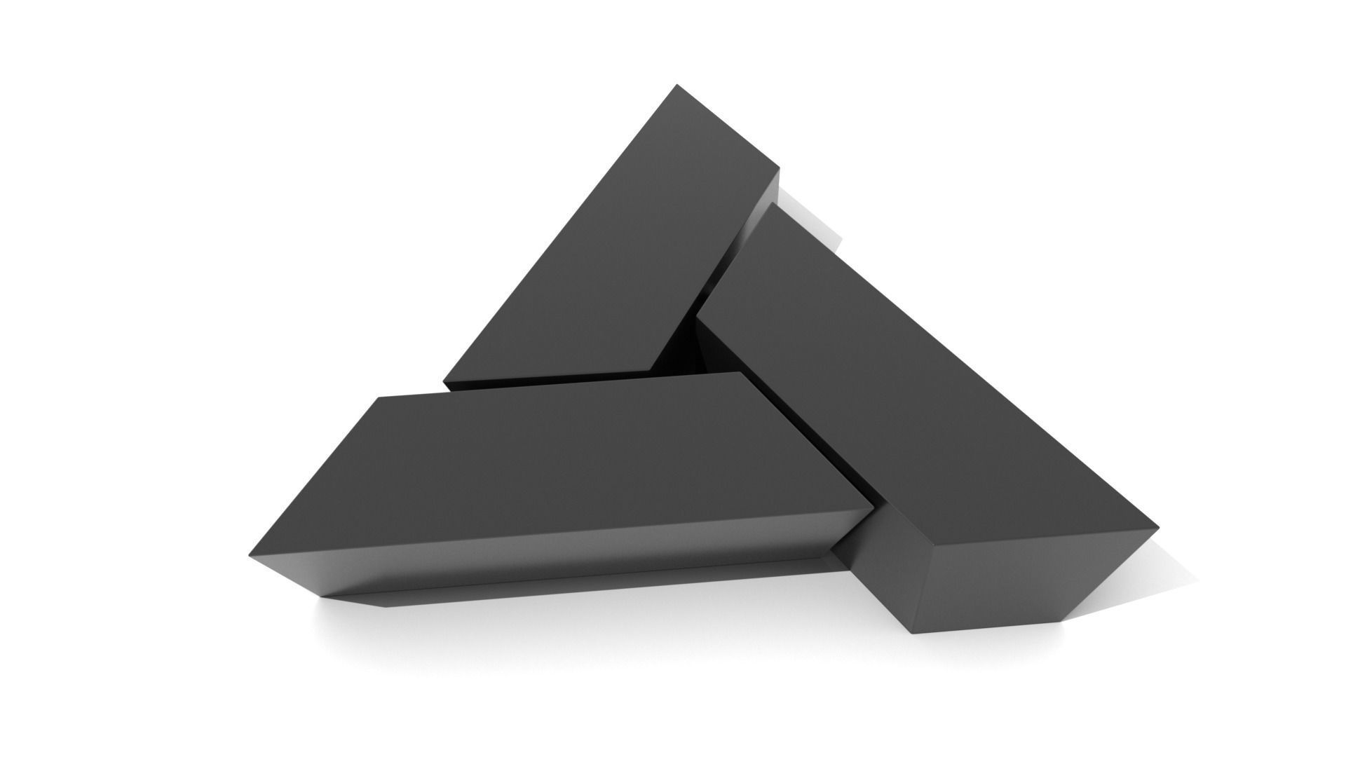 Three Piece Triangular Coffee Table  Low-poly 3D model_1