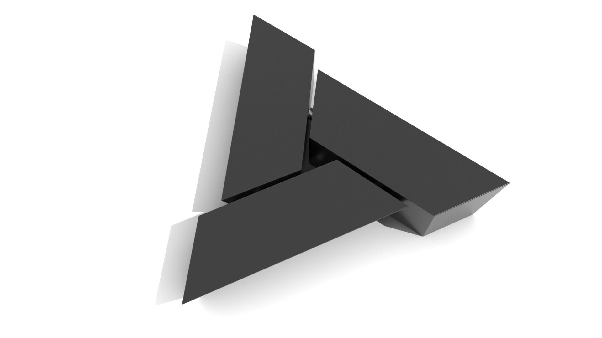 Three Piece Triangular Coffee Table  Low-poly 3D model_2