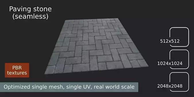 Texture paving stone - seamless Low-poly 3D model