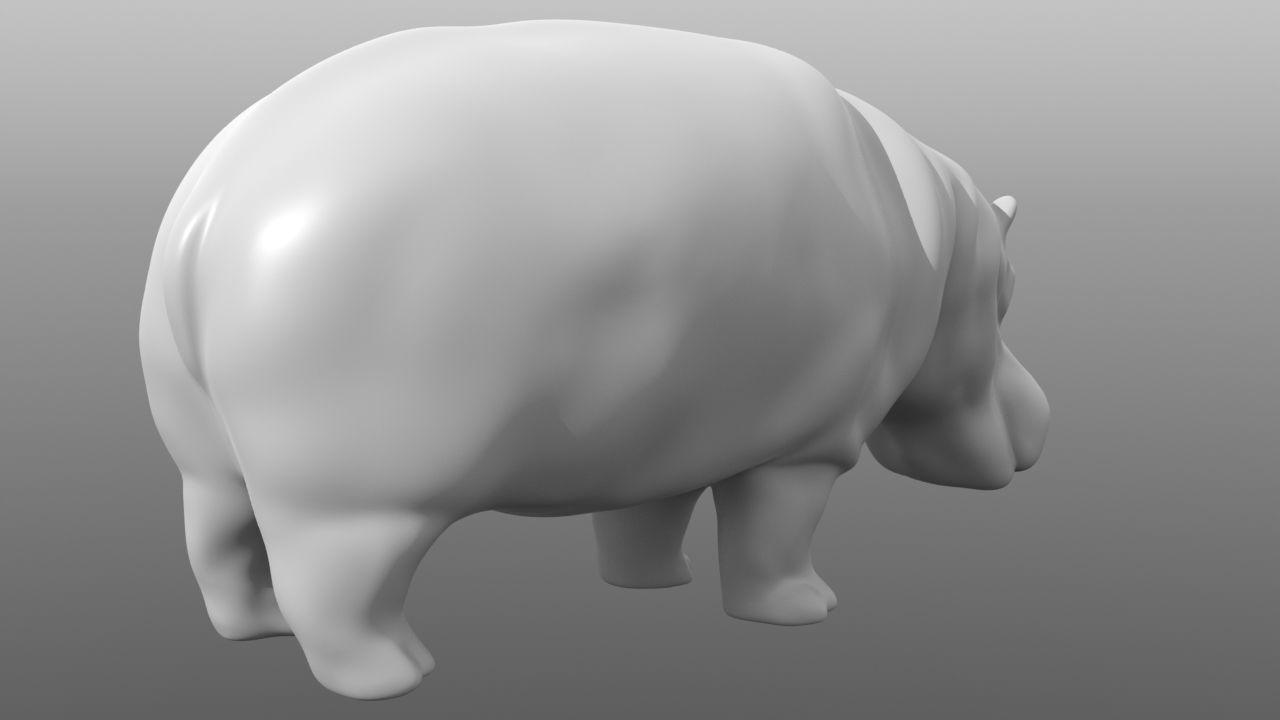 Hippopotamus low poly base mesh Low-poly 3D model_2