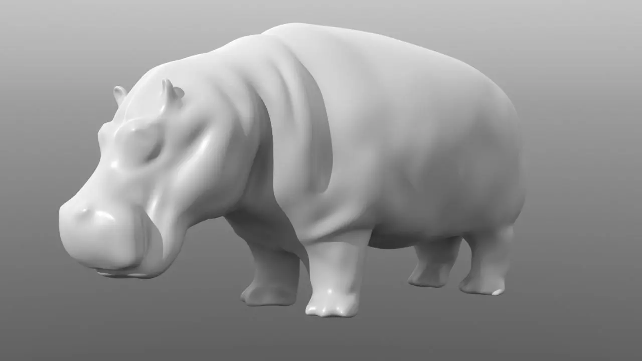 Hippopotamus low poly base mesh Low-poly 3D model_0