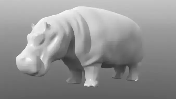 Hippopotamus low poly base mesh Low-poly 3D model