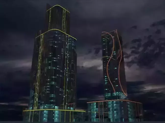 Sci-Fi 4 futuristic skyscrapers - futuristic skyscrapers 3D model