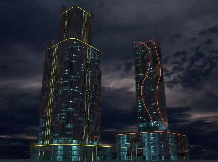 Sci-Fi 4 futuristic skyscrapers - futuristic skyscrapers 3D model_0