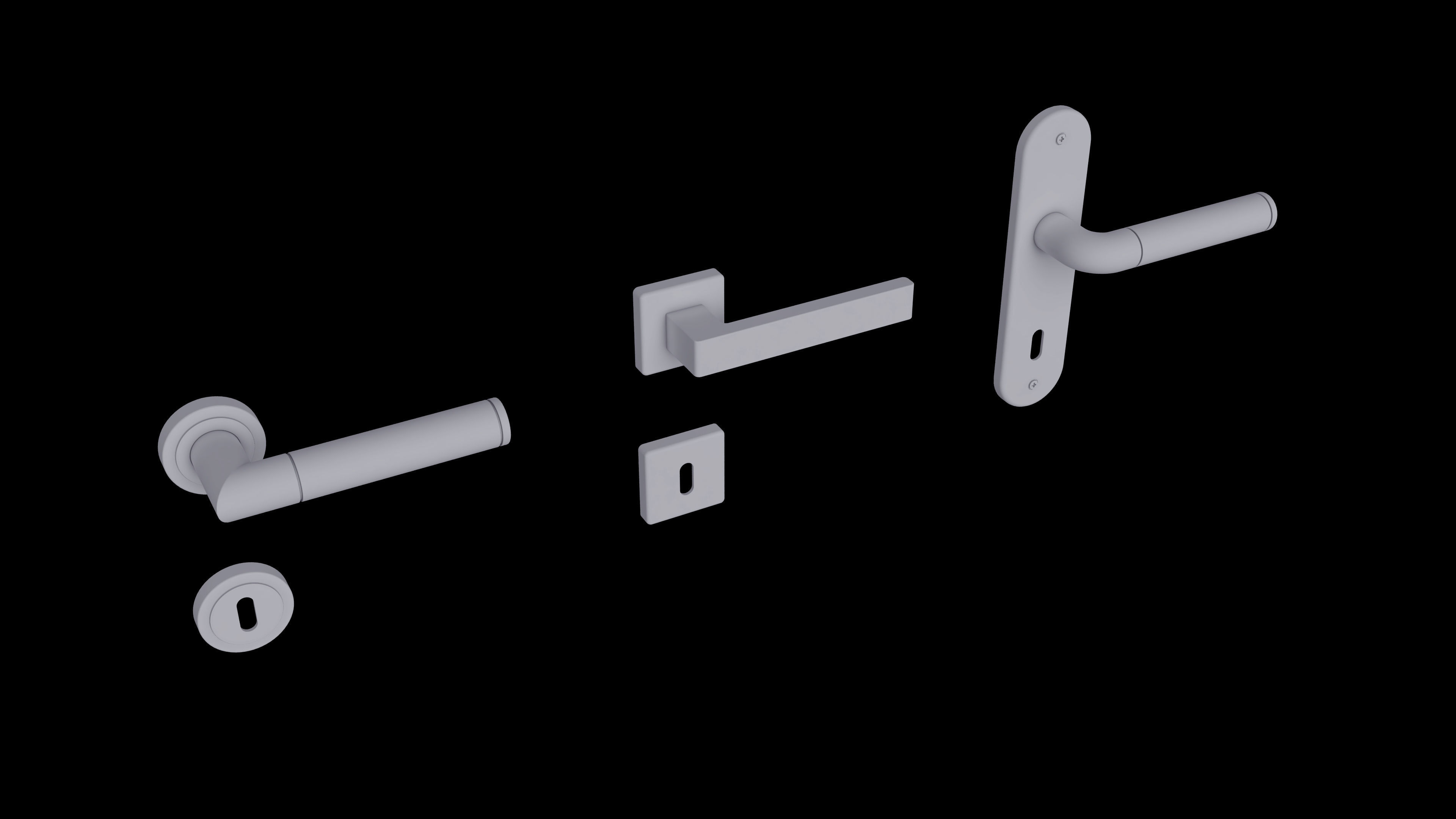 Door handles set Free 3D model_2