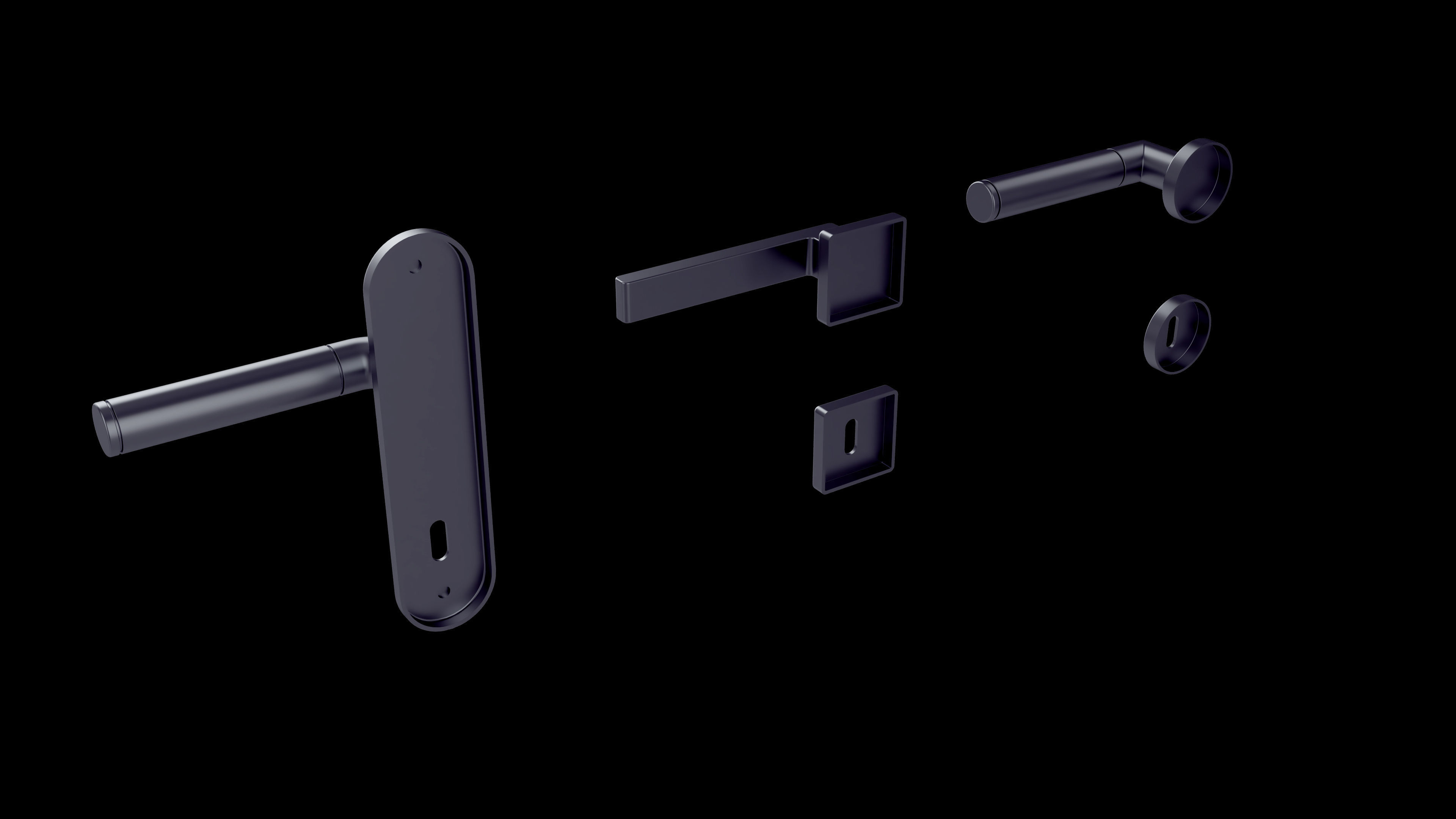 Door handles set Free 3D model_3