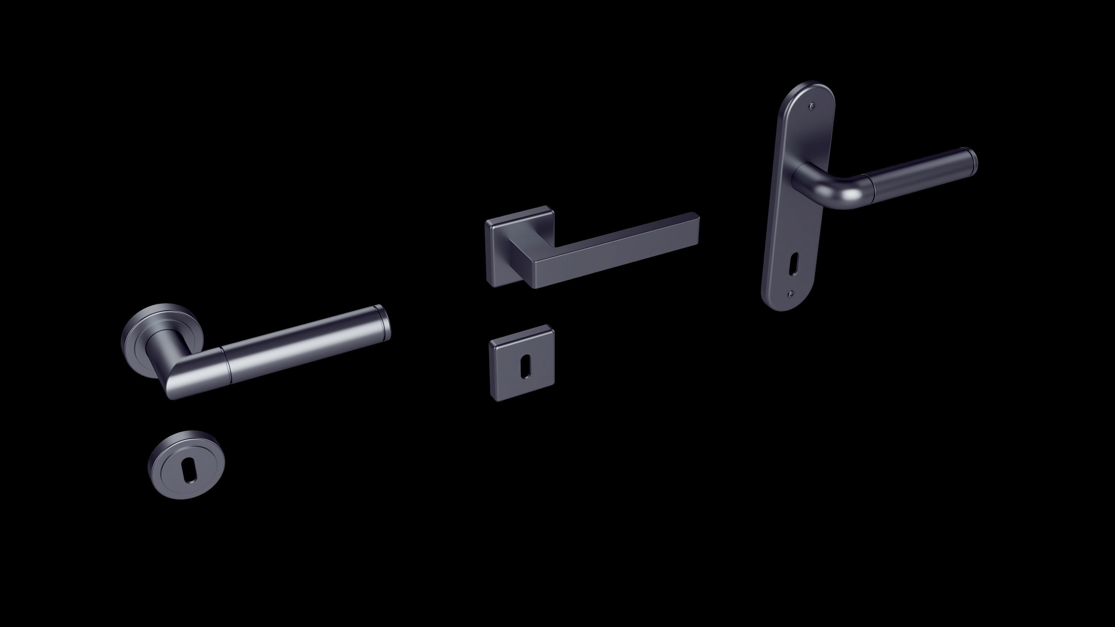 Door handles set Free 3D model_1