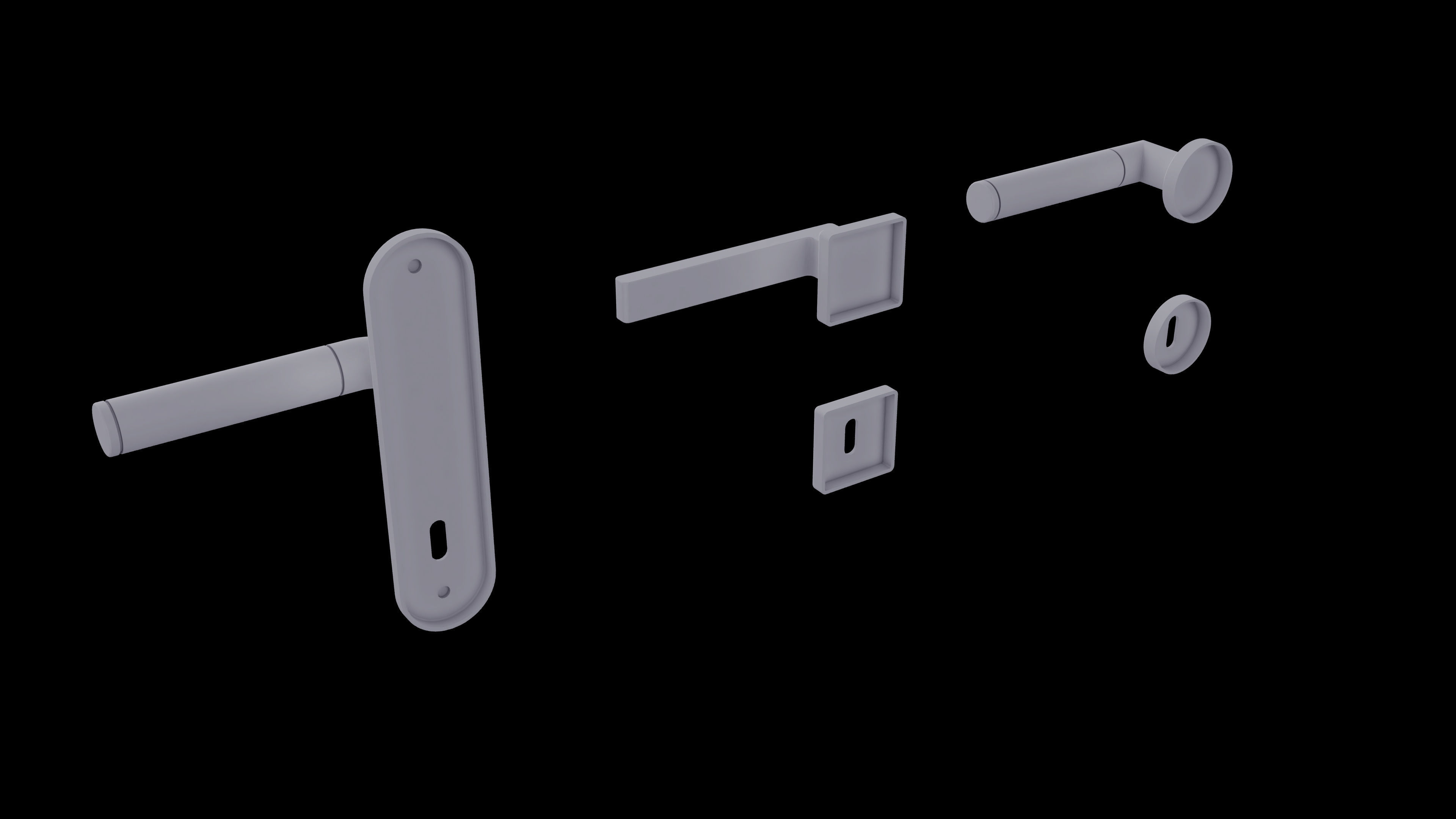 Door handles set Free 3D model_4