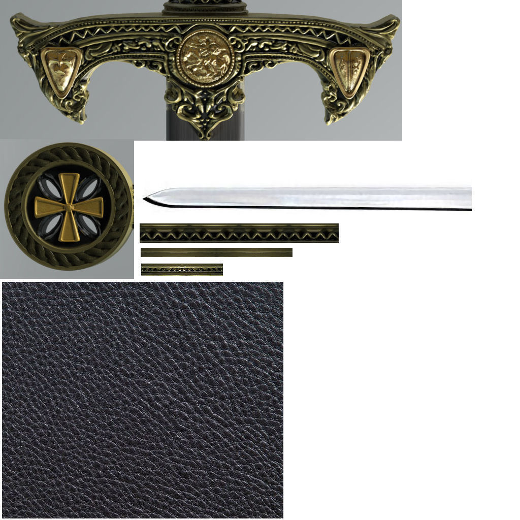 Templar Short Sword Low-poly 3D model_1