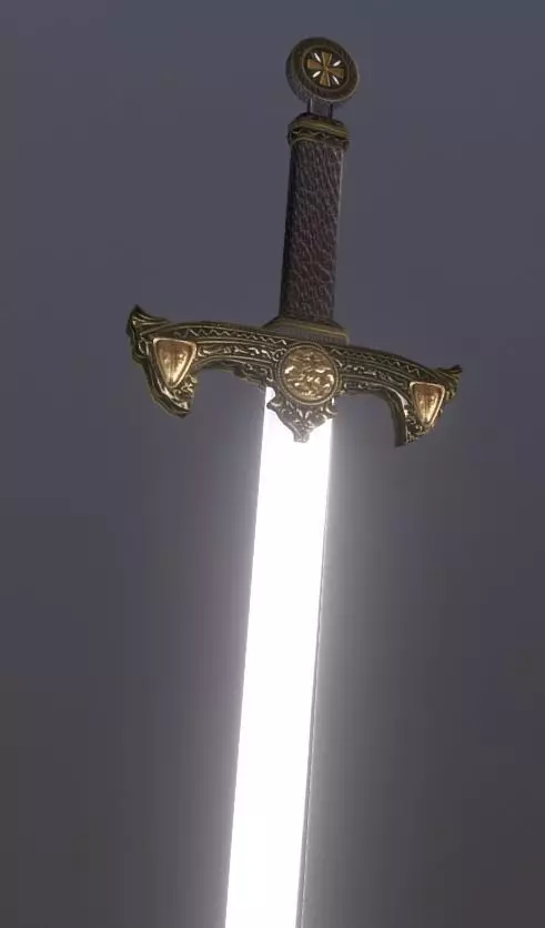 Templar Short Sword Low-poly 3D model_0