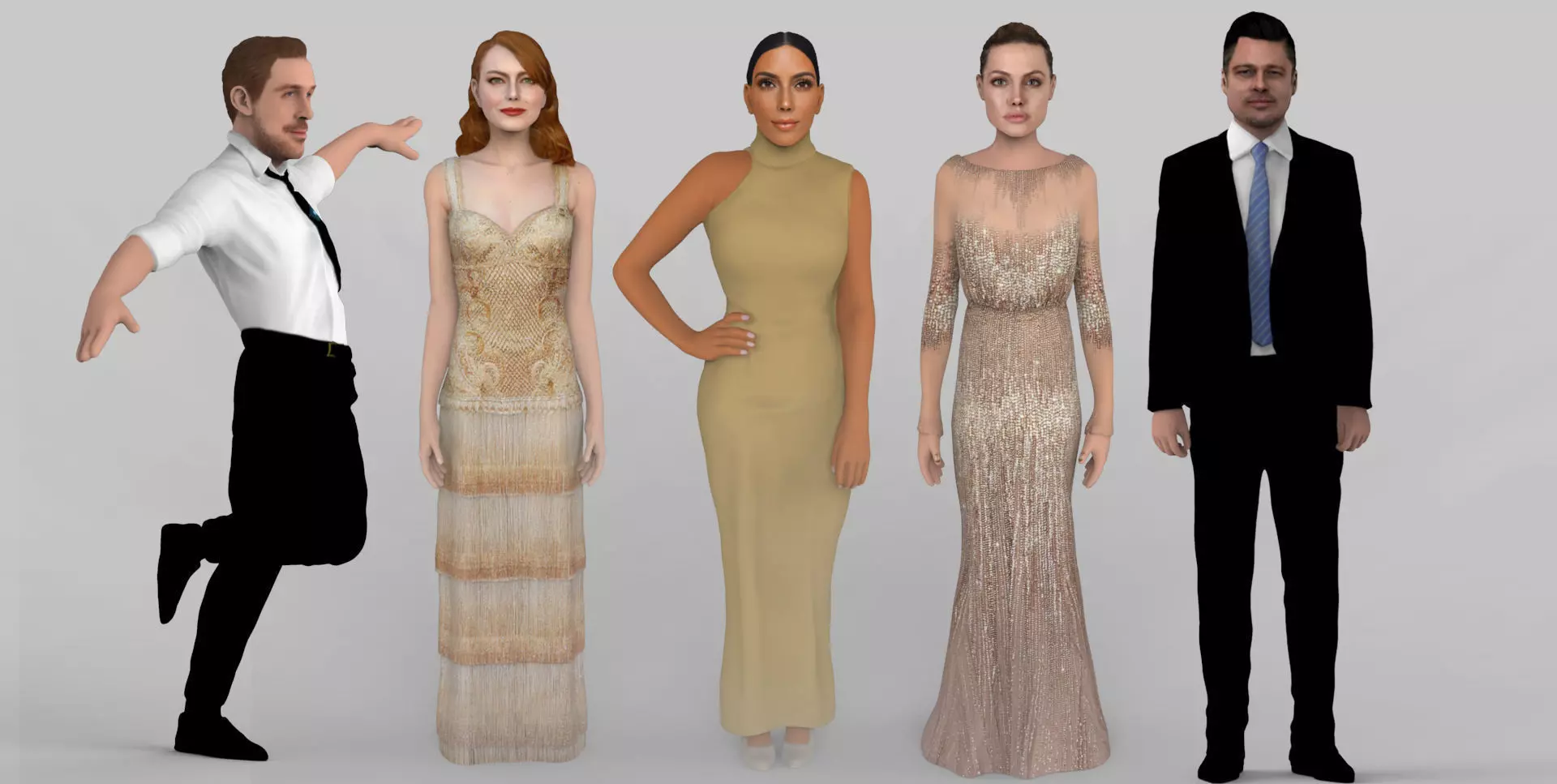 Celebrities Pack Jolie Pitt Stone Gosling Kardashian 3D printing 3D print model_0