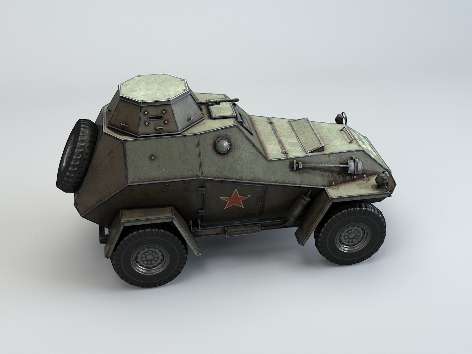 Low Poly BA 64 armored scout car Low-poly 3D model_1