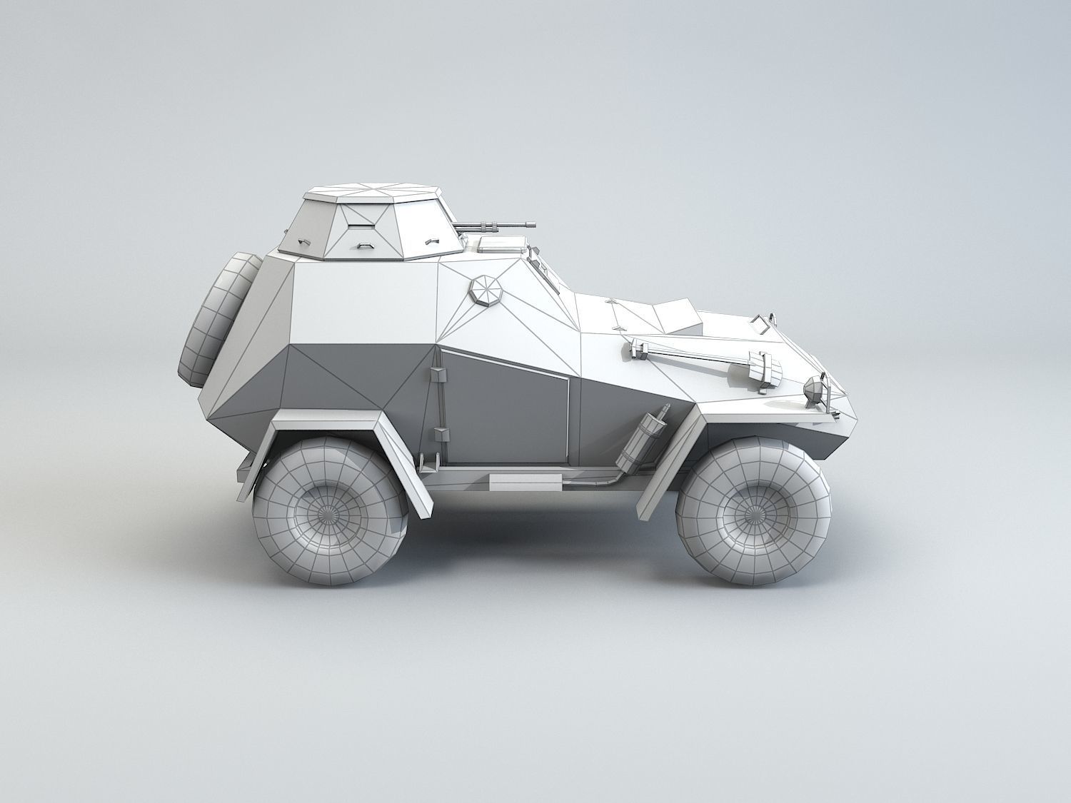 Low Poly BA 64 armored scout car Low-poly 3D model_8