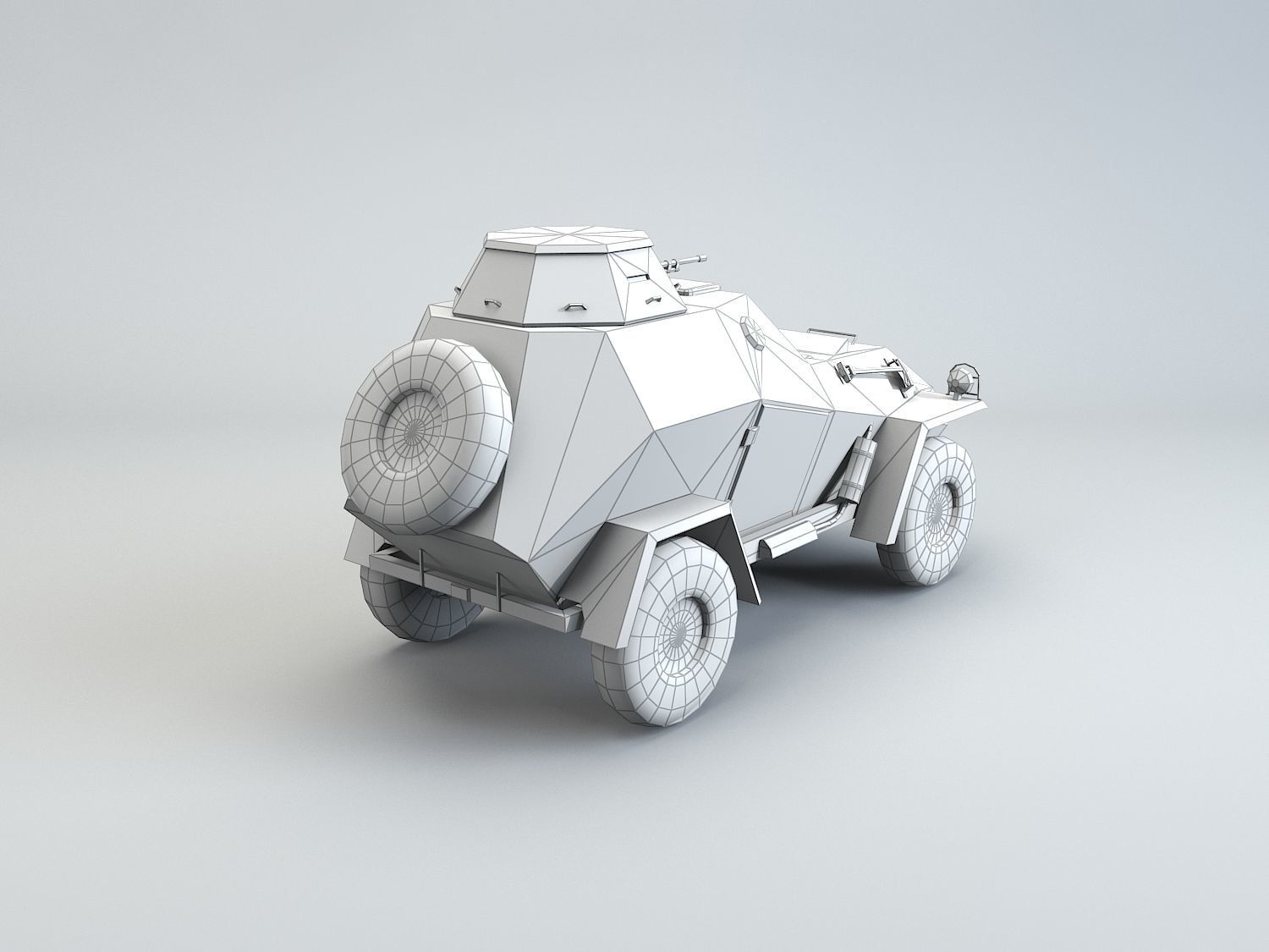 Low Poly BA 64 armored scout car Low-poly 3D model_10