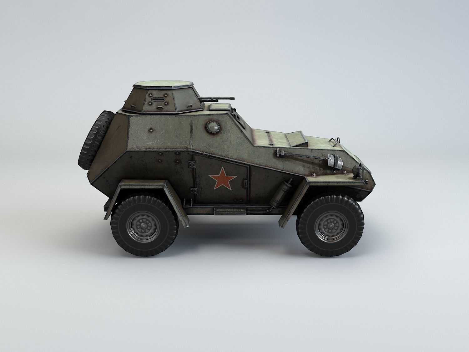 Low Poly BA 64 armored scout car Low-poly 3D model_7