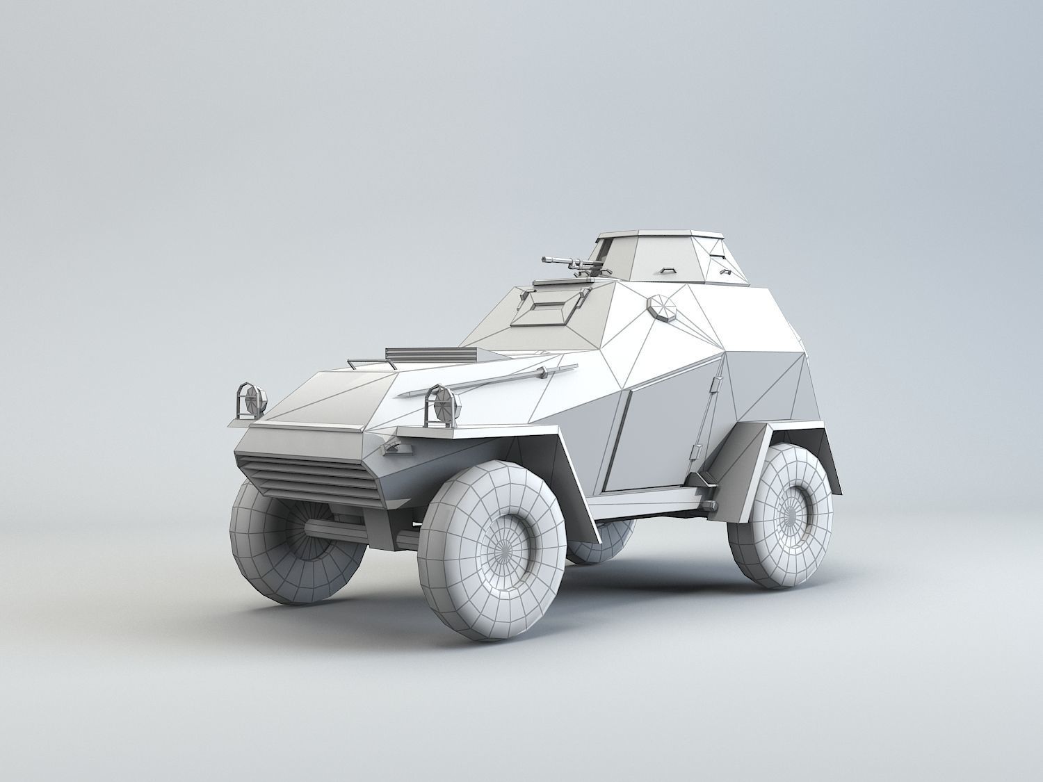 Low Poly BA 64 armored scout car Low-poly 3D model_13