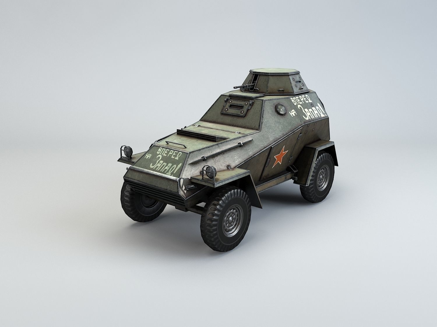 Low Poly BA 64 armored scout car Low-poly 3D model_3