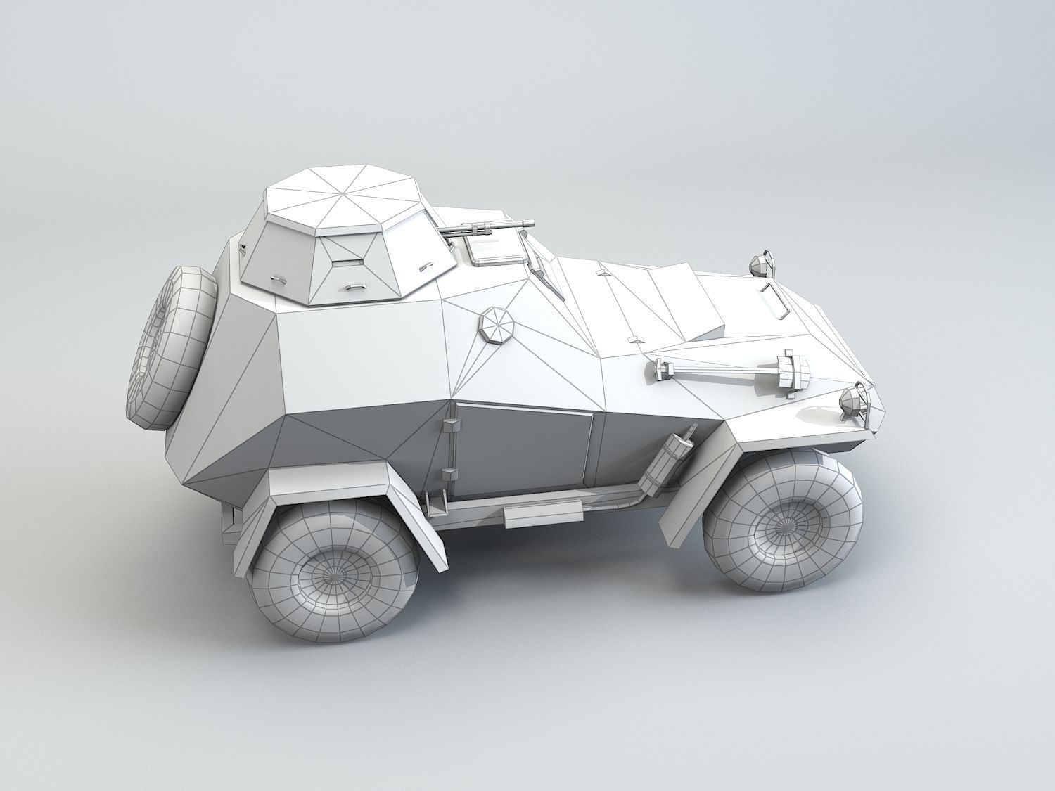 Low Poly BA 64 armored scout car Low-poly 3D model_2