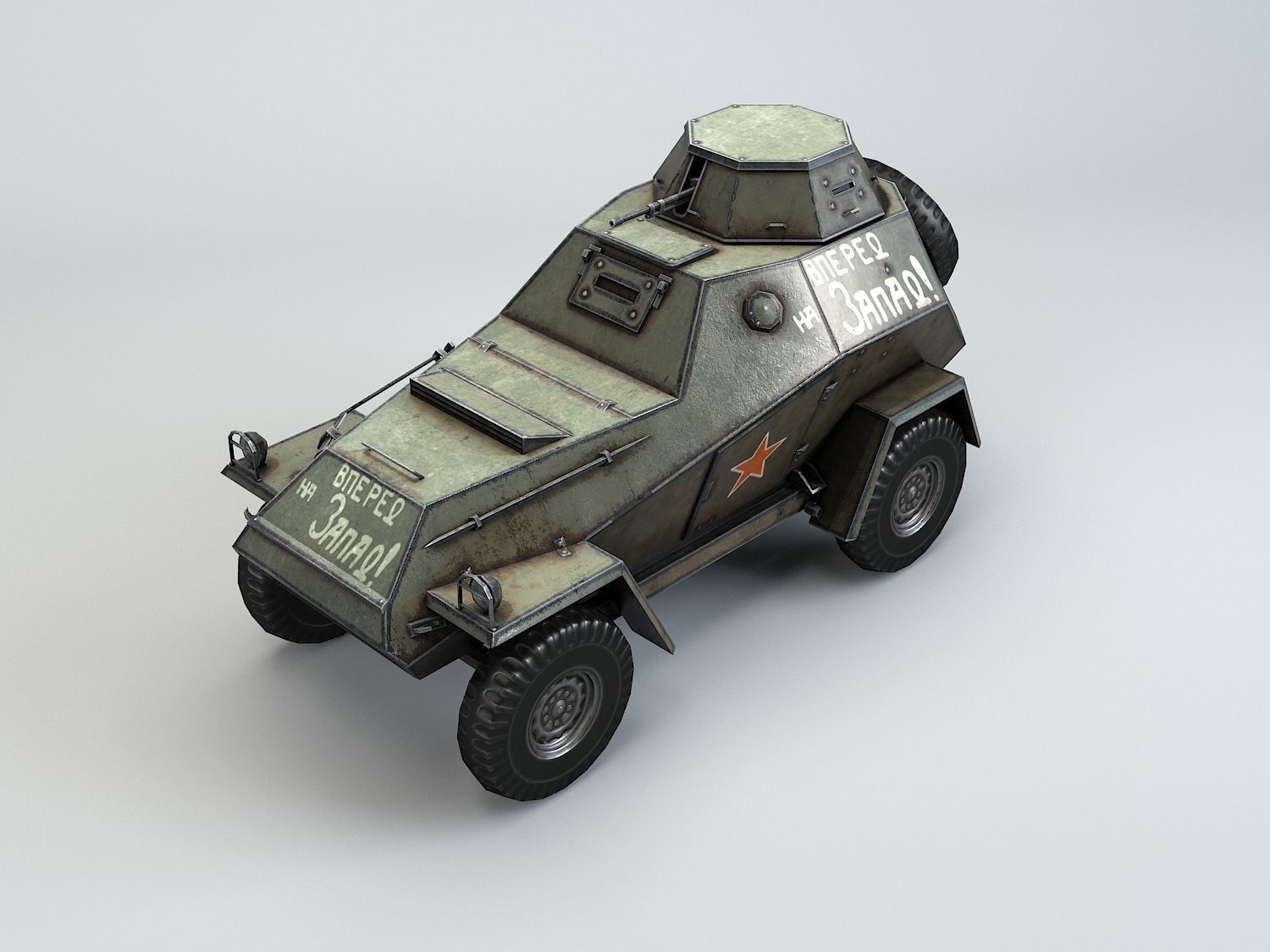 Low Poly BA 64 armored scout car Low-poly 3D model_11