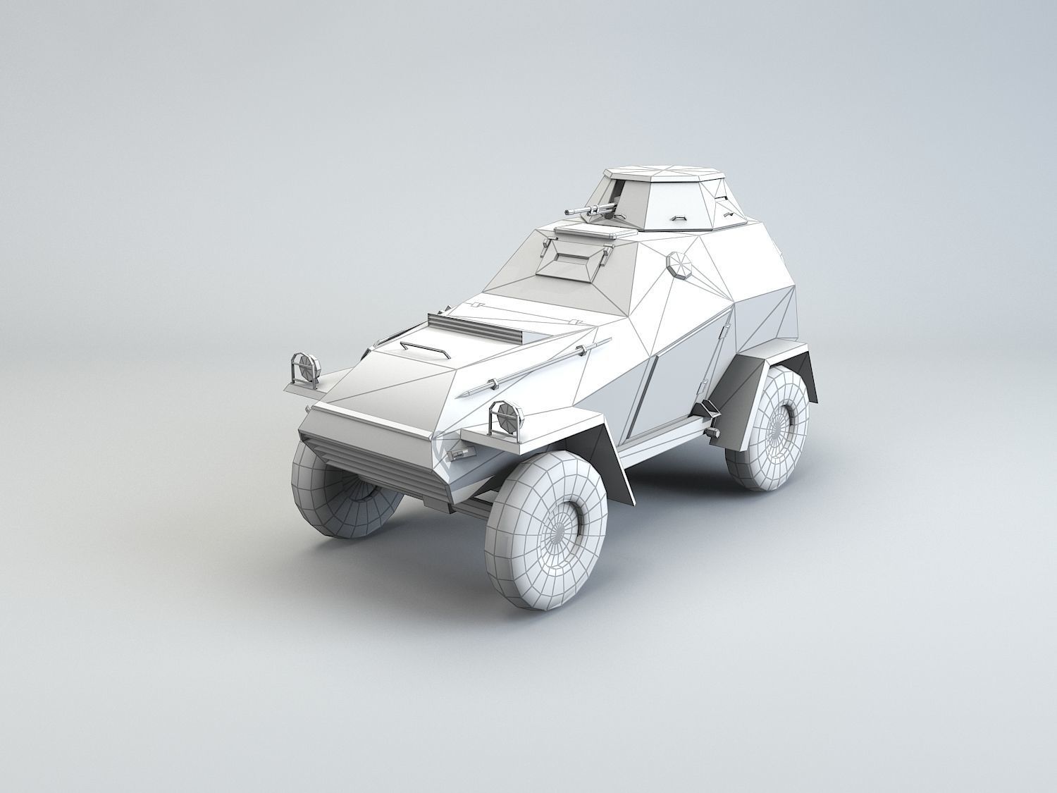 Low Poly BA 64 armored scout car Low-poly 3D model_4