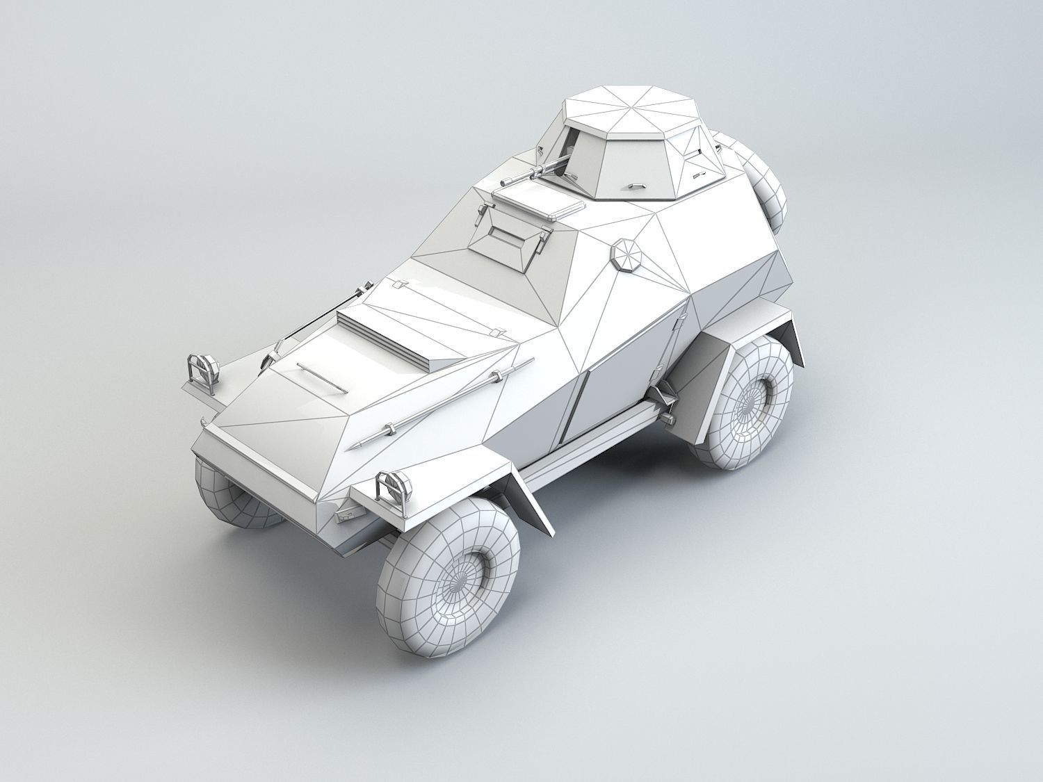Low Poly BA 64 armored scout car Low-poly 3D model_12