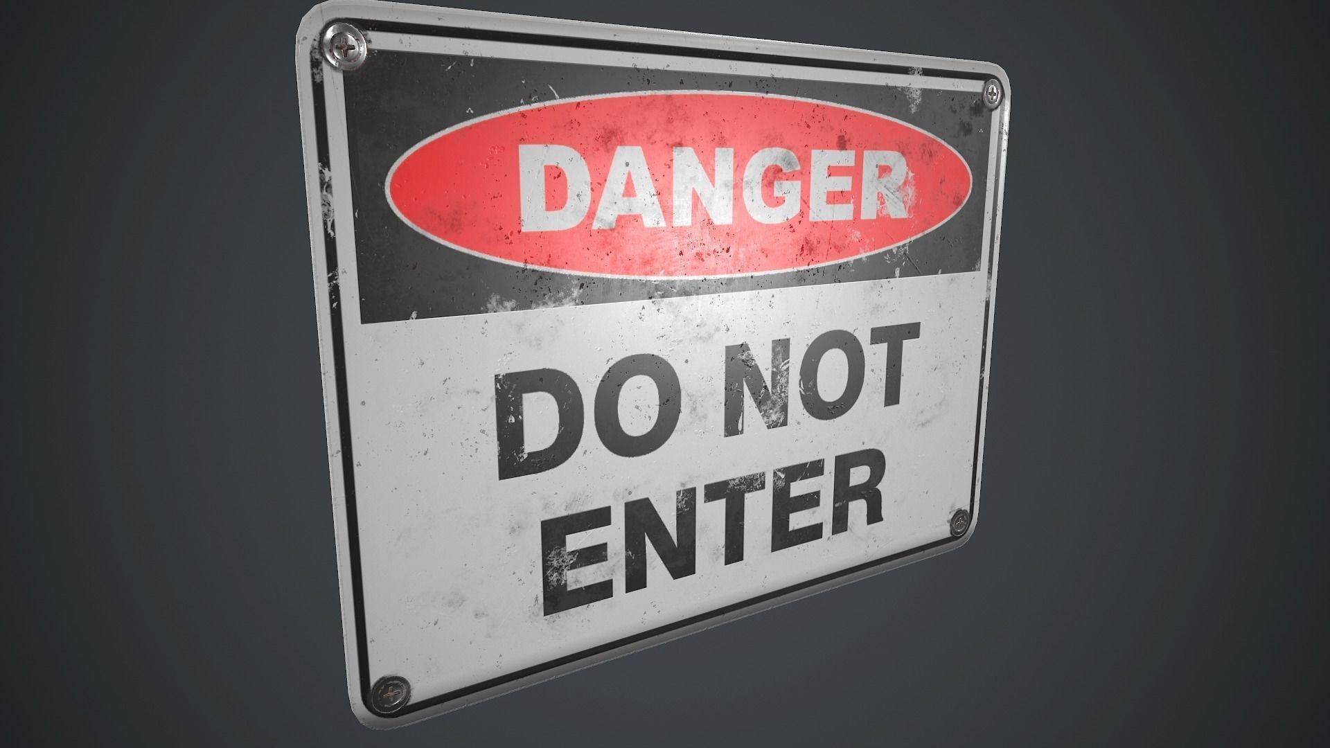 Plastic Danger Sign PBR Game Ready Low-poly 3D model_6