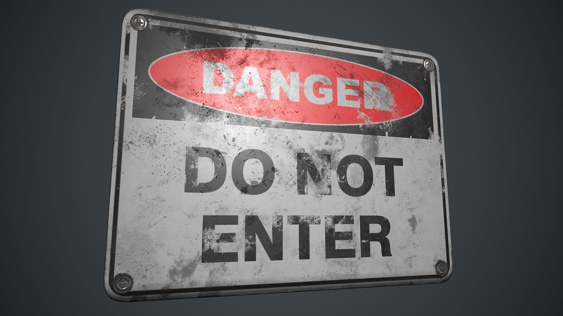 Plastic Danger Sign PBR Game Ready Low-poly 3D model_7