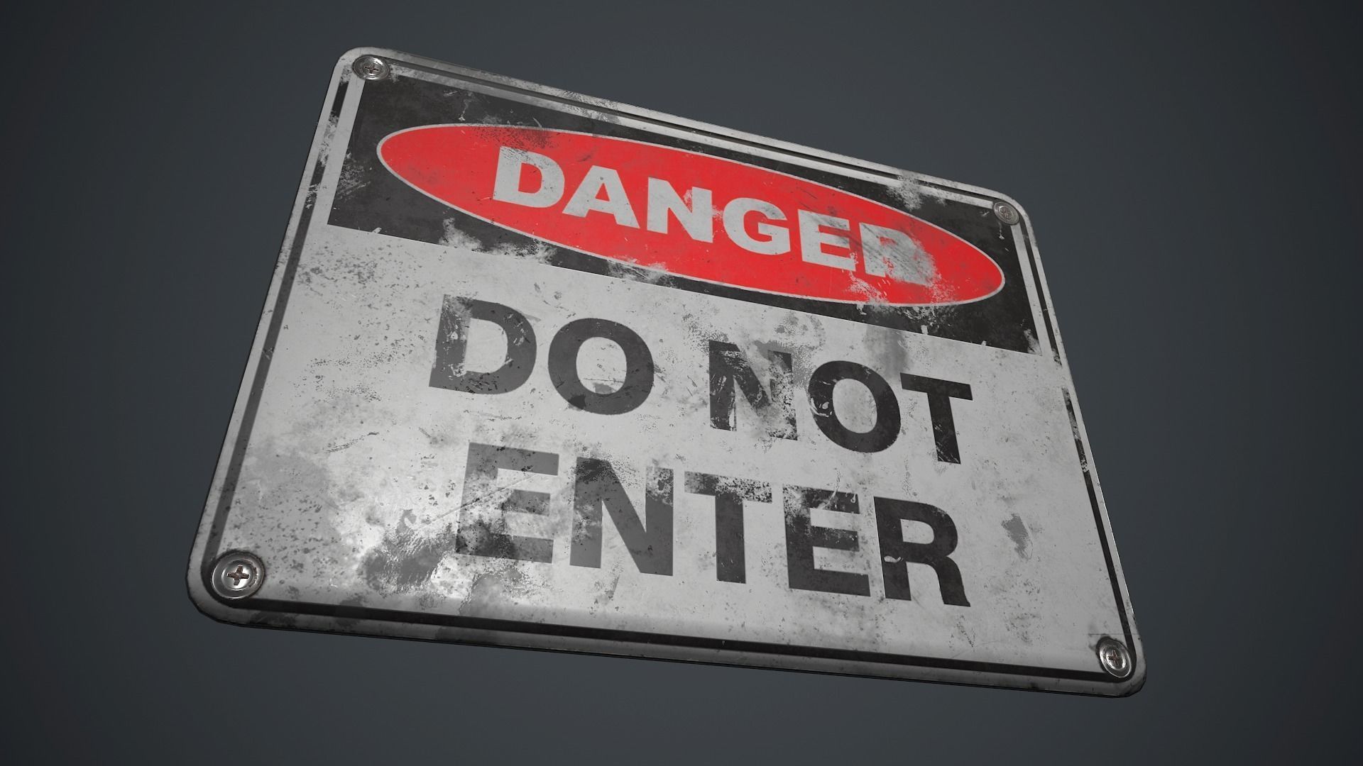 Plastic Danger Sign PBR Game Ready Low-poly 3D model_8