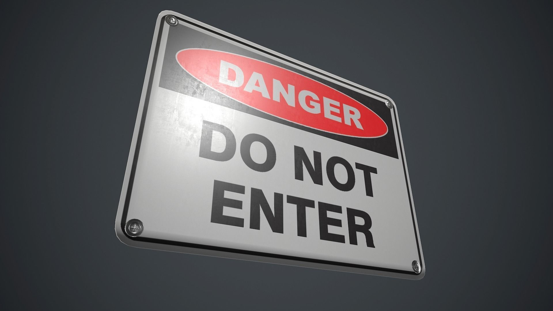 Plastic Danger Sign PBR Game Ready Low-poly 3D model_3