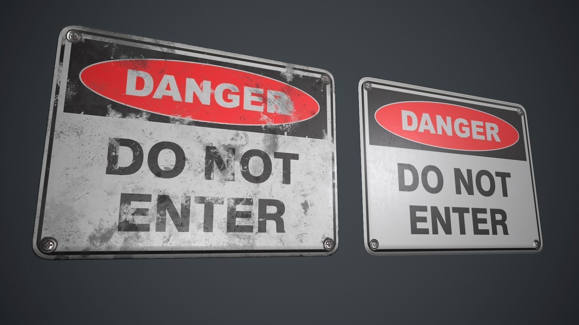 Plastic Danger Sign PBR Game Ready Low-poly 3D model_1