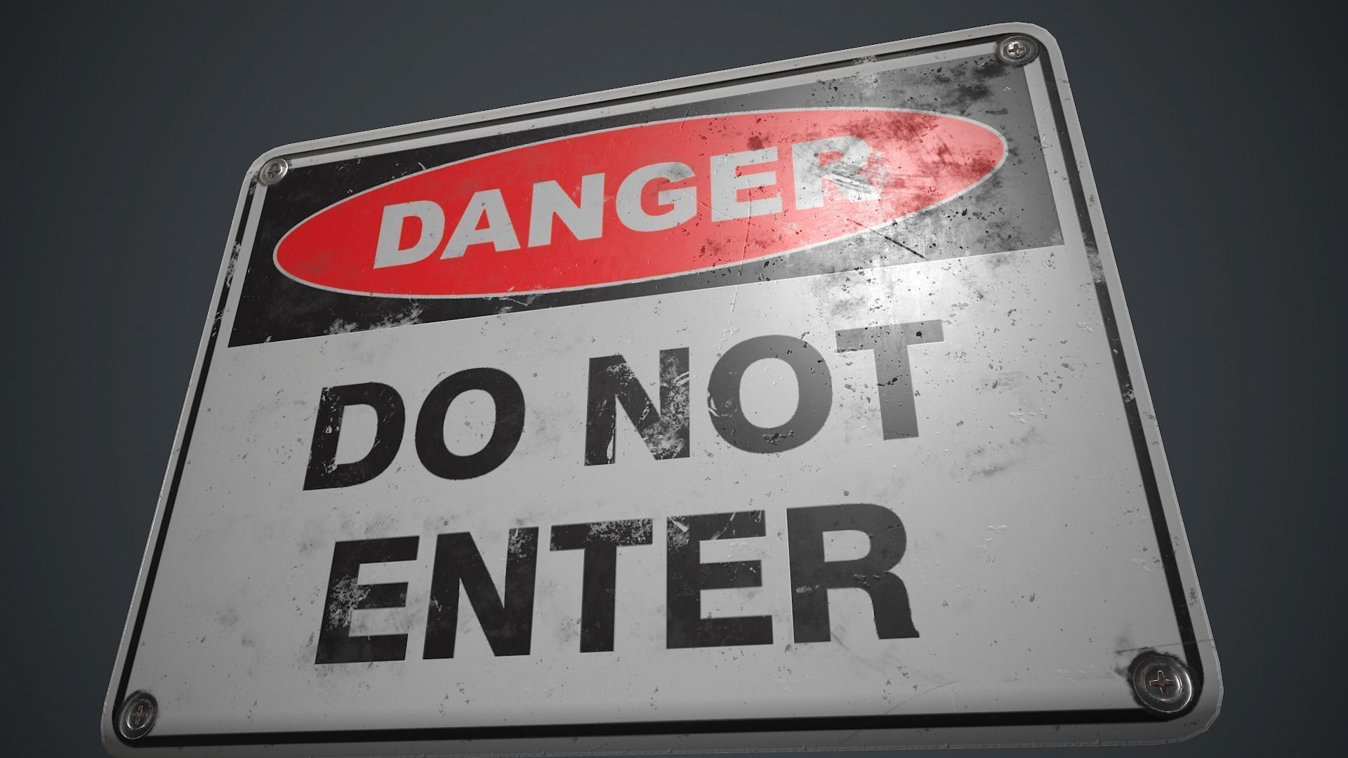 Plastic Danger Sign PBR Game Ready Low-poly 3D model_5