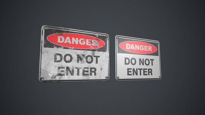 Plastic Danger Sign PBR Game Ready Low-poly 3D model