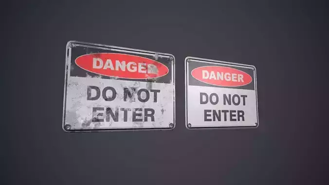 Plastic Danger Sign PBR Game Ready Low-poly 3D model