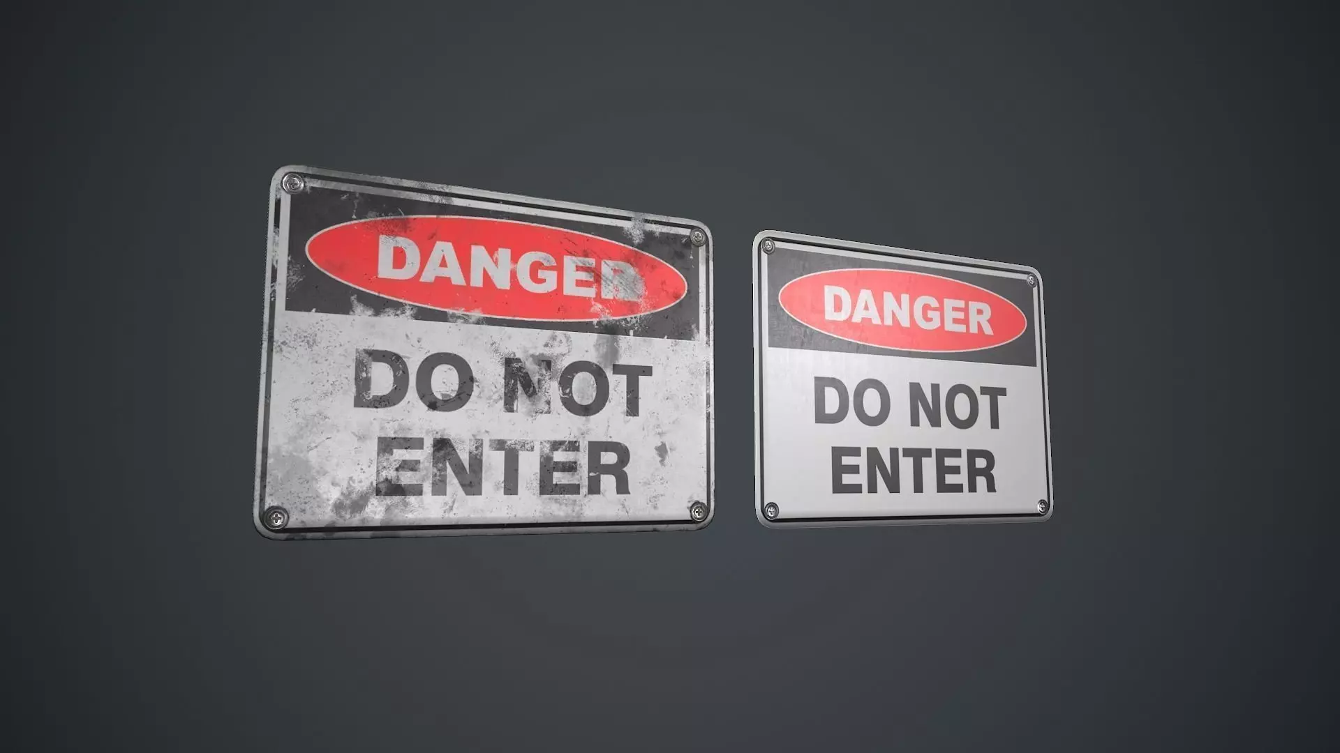 Plastic Danger Sign PBR Game Ready Low-poly 3D model_0