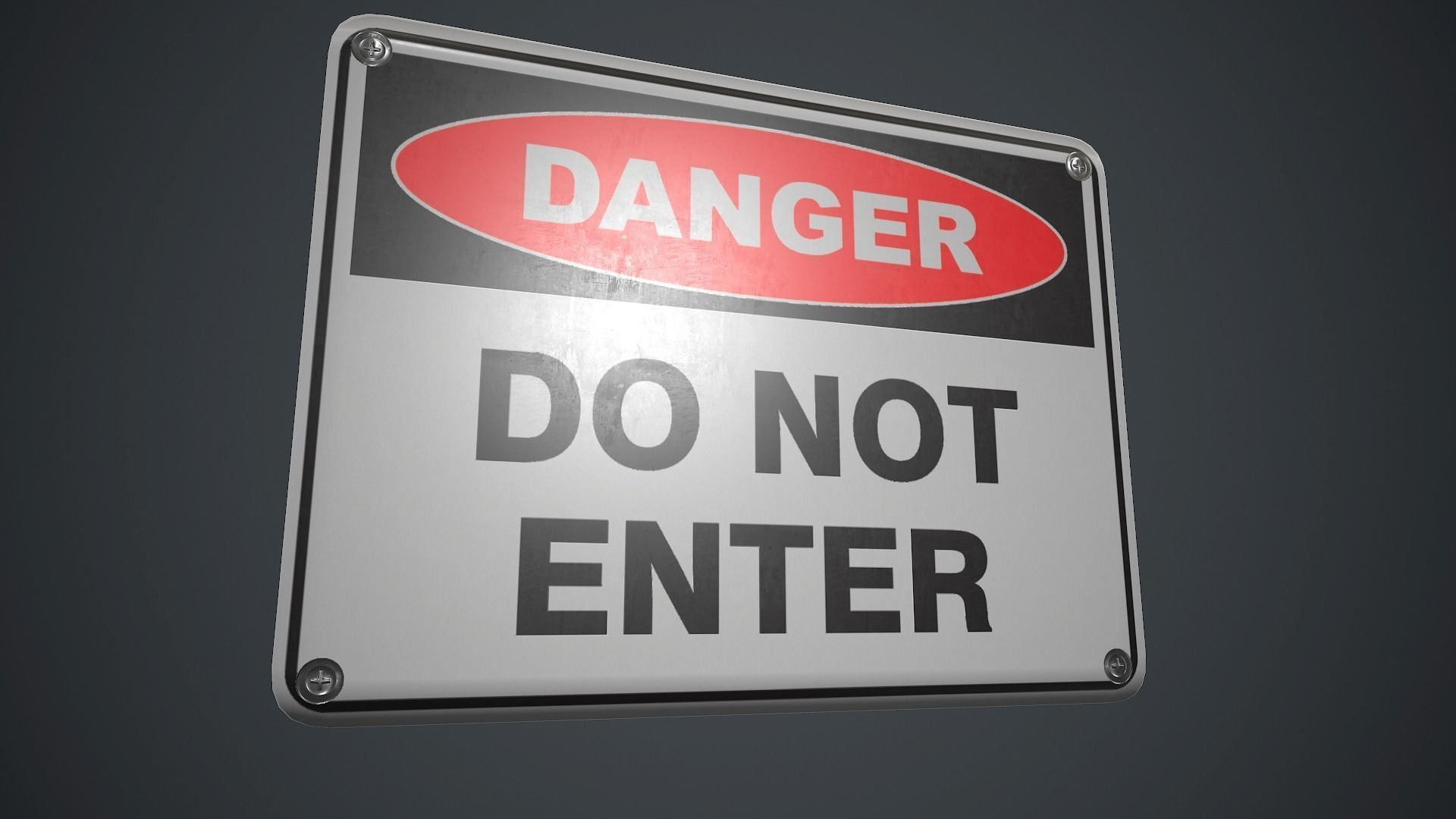 Plastic Danger Sign PBR Game Ready Low-poly 3D model_4