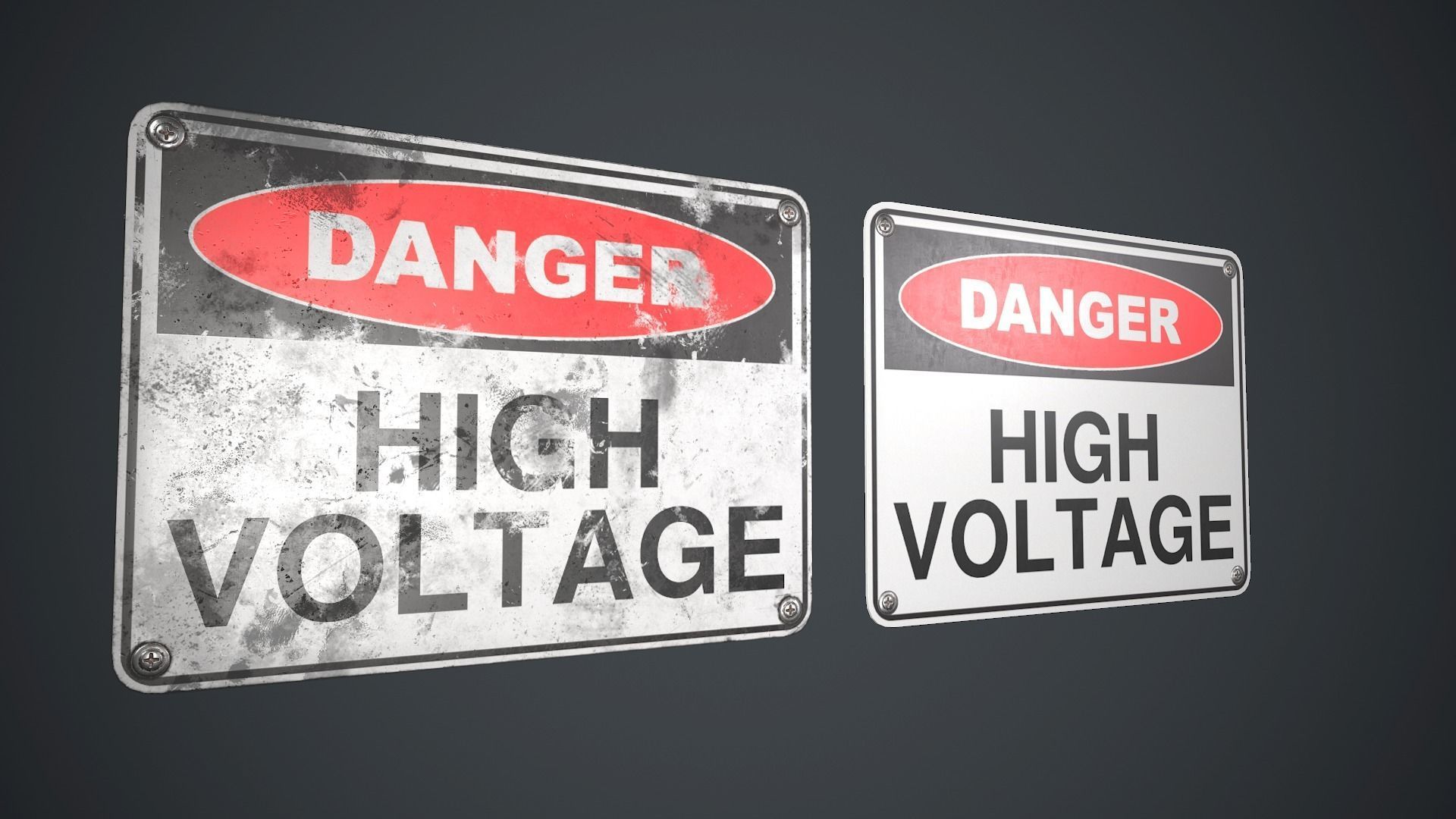 Plastic Danger Sign 2 PBR Game Ready Low-poly 3D model_1