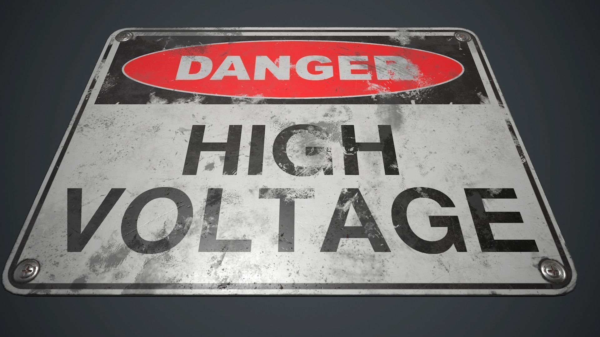 Plastic Danger Sign 2 PBR Game Ready Low-poly 3D model_9