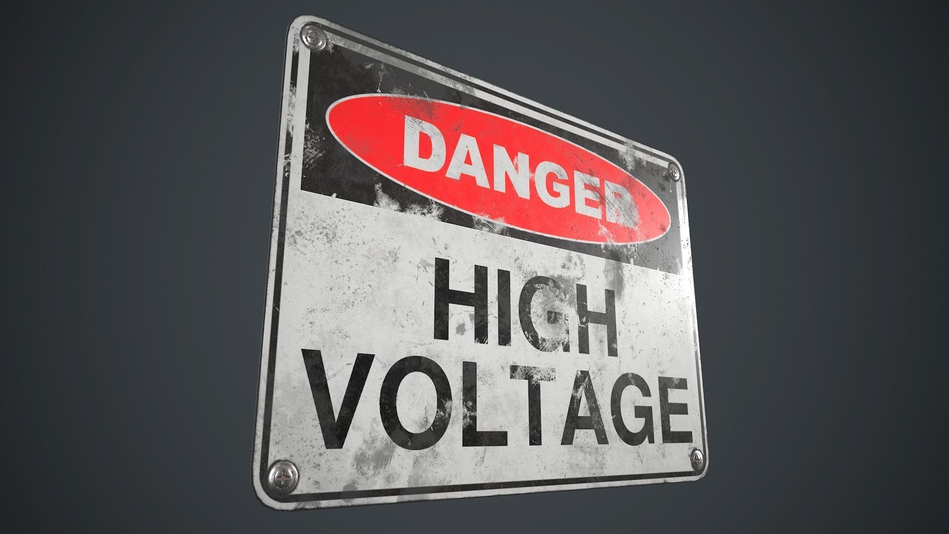 Plastic Danger Sign 2 PBR Game Ready Low-poly 3D model_10