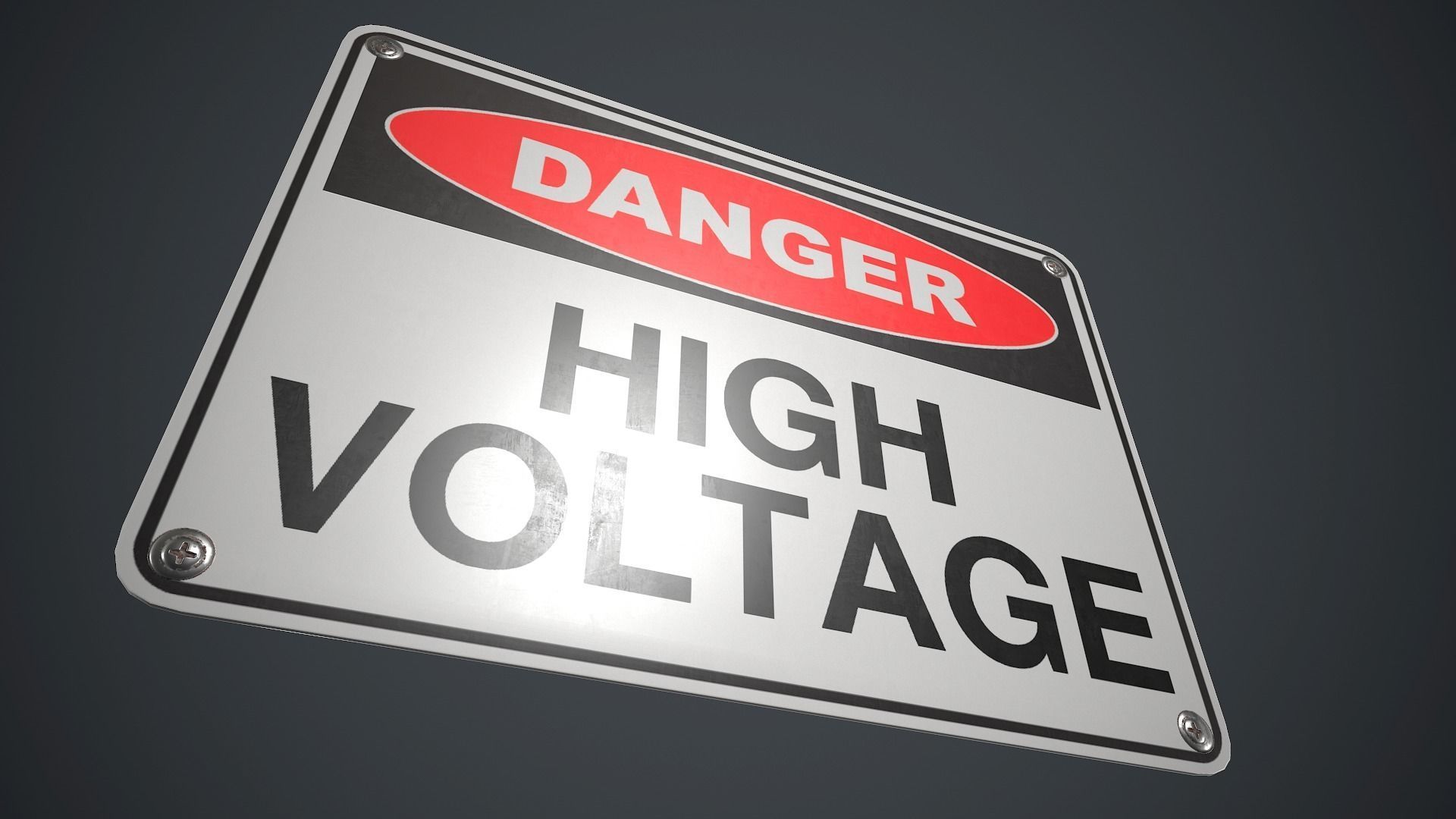 Plastic Danger Sign 2 PBR Game Ready Low-poly 3D model_7