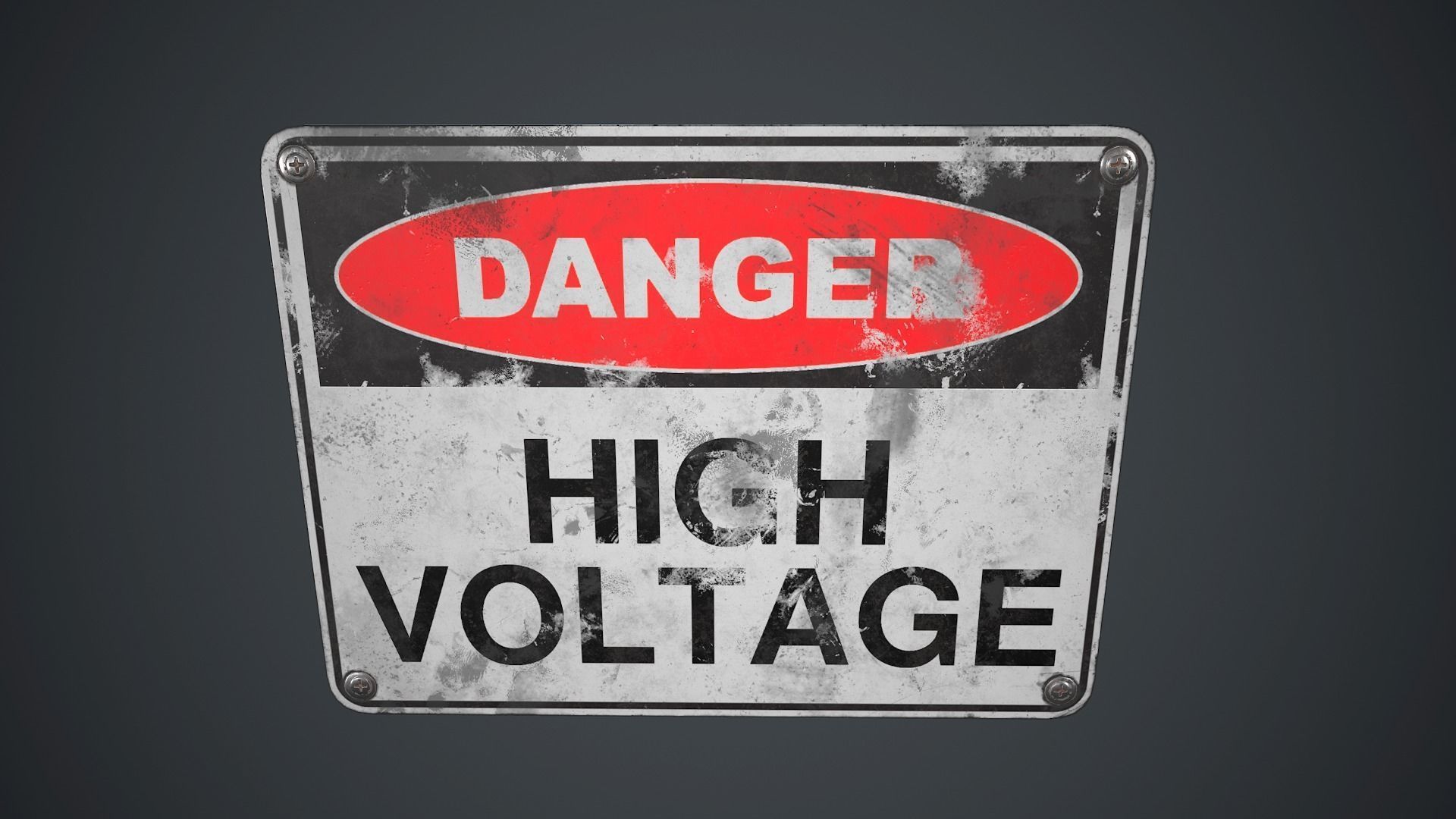 Plastic Danger Sign 2 PBR Game Ready Low-poly 3D model_8