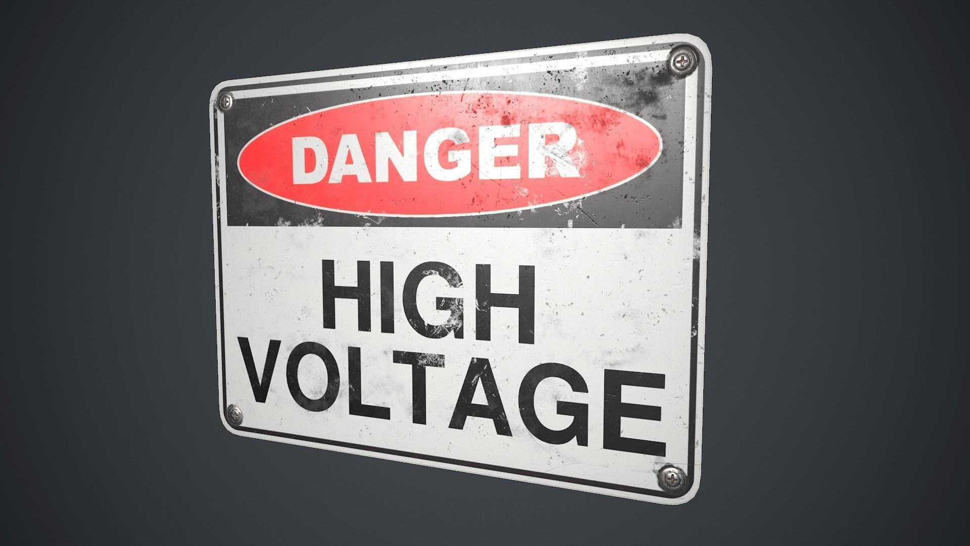 Plastic Danger Sign 2 PBR Game Ready Low-poly 3D model_5