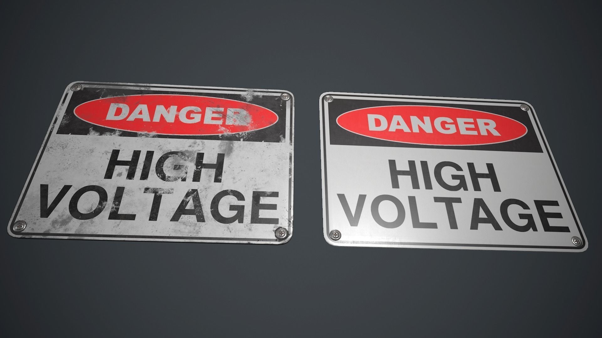 Plastic Danger Sign 2 PBR Game Ready Low-poly 3D model_3