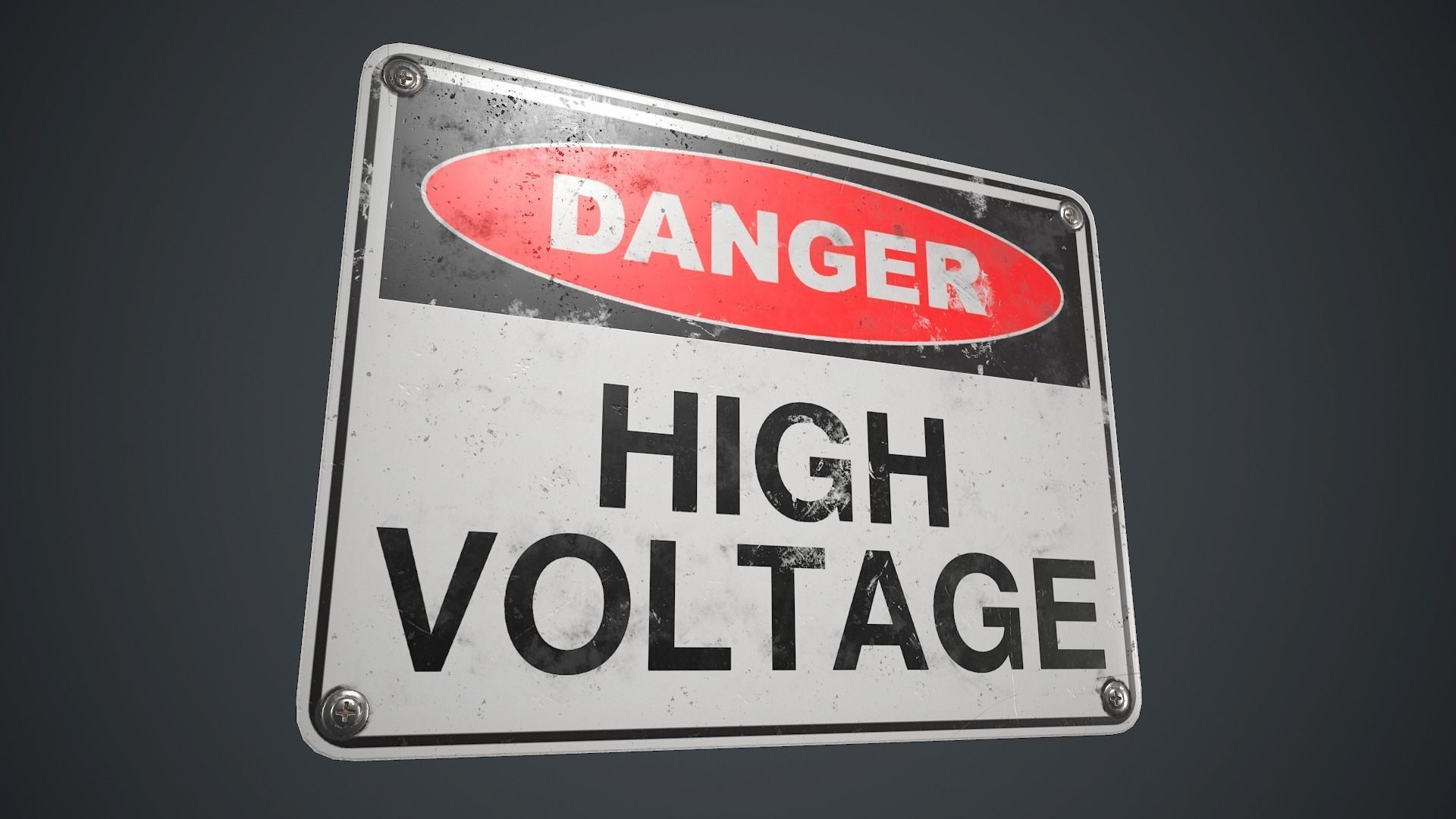 Plastic Danger Sign 2 PBR Game Ready Low-poly 3D model_6