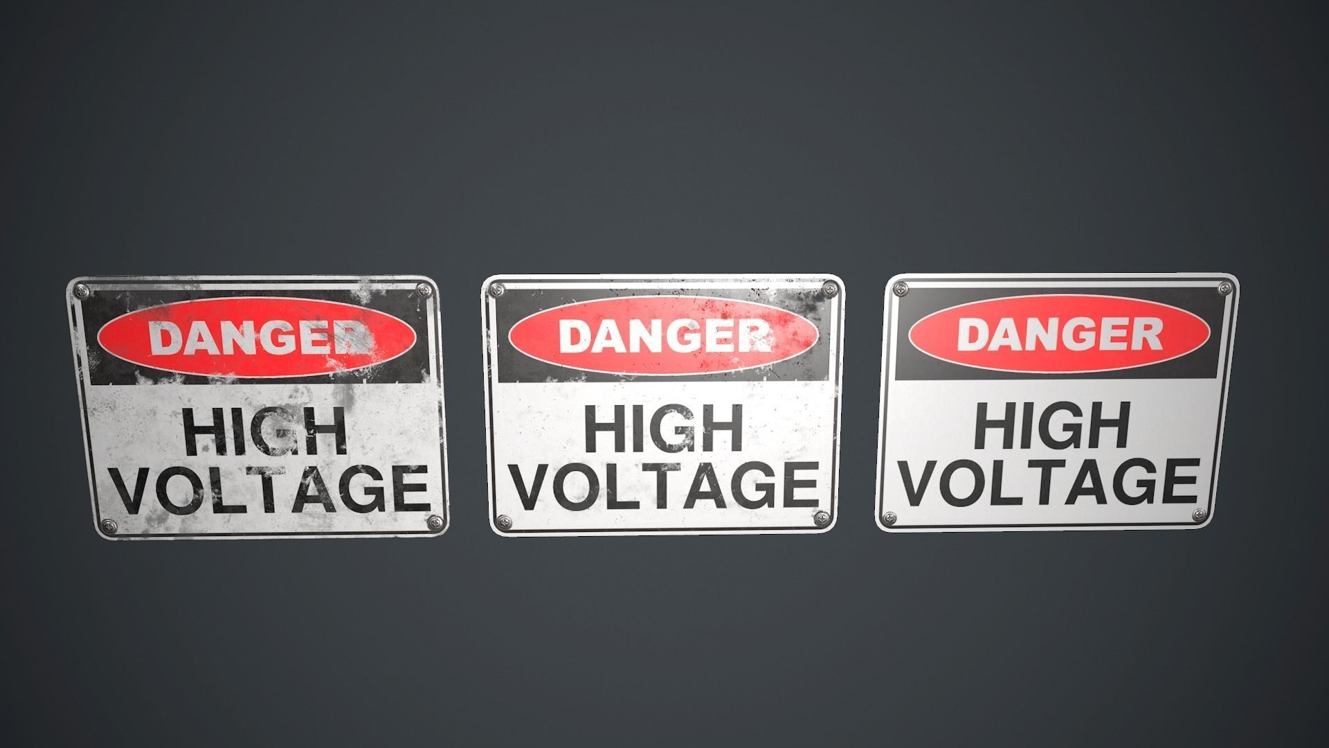 Plastic Danger Sign 2 PBR Game Ready Low-poly 3D model_2