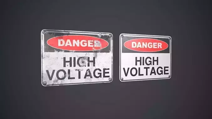 Plastic Danger Sign 2 PBR Game Ready Low-poly 3D model