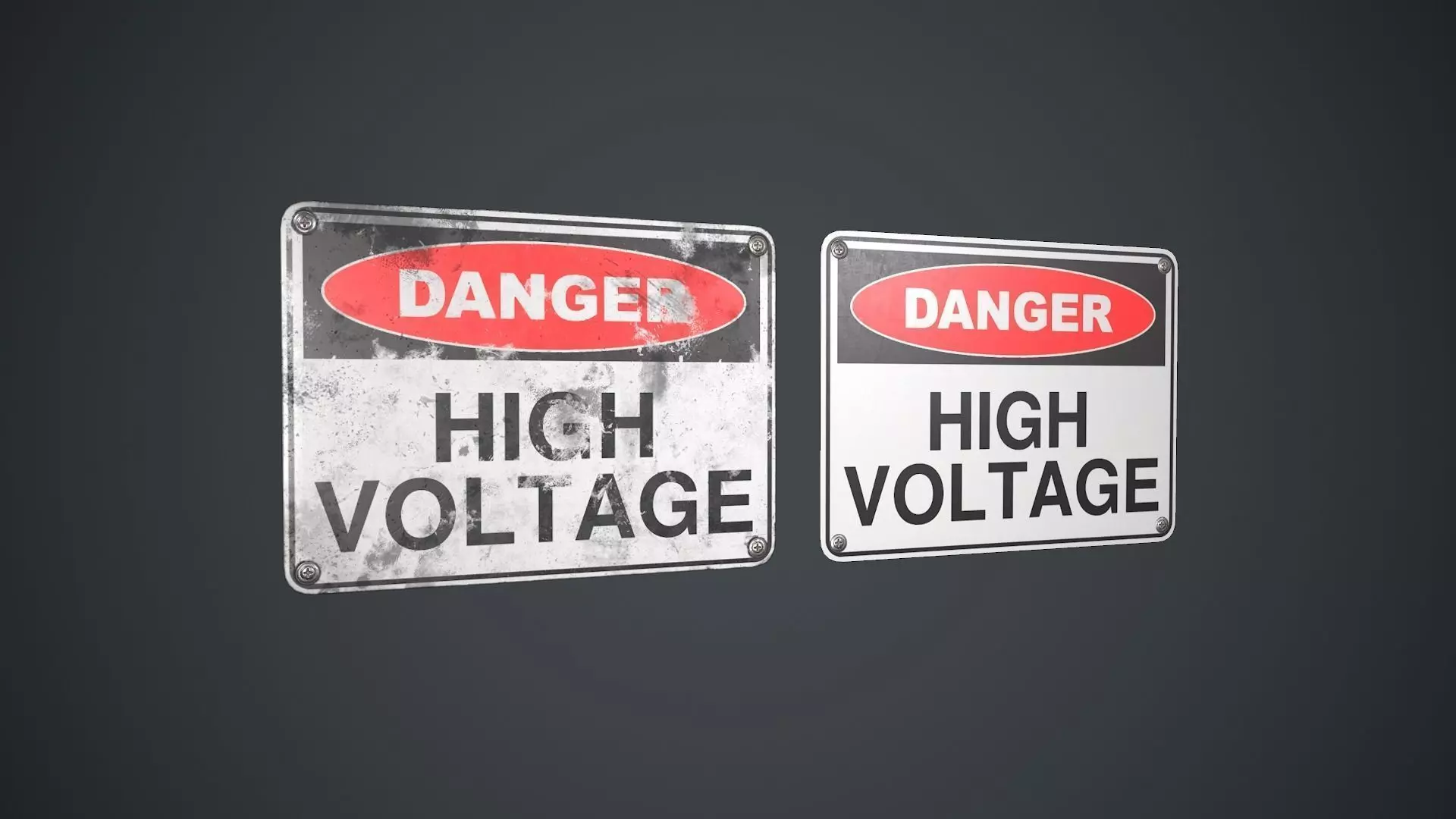 Plastic Danger Sign 2 PBR Game Ready Low-poly 3D model_0